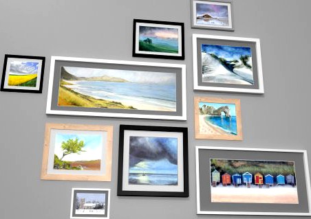 Picture Frames And Paintings 3D Model