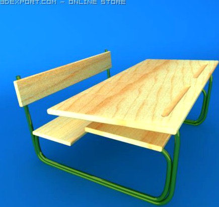 School Desk 3D Model