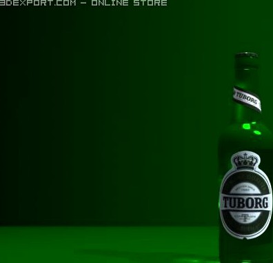 Bottle of tuborg green 3D Model