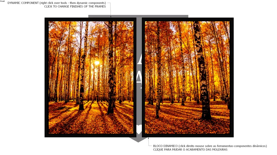 CONJUNTO COM 02 QUADROS DECORATIVOS FLORESTA NO OUTONO