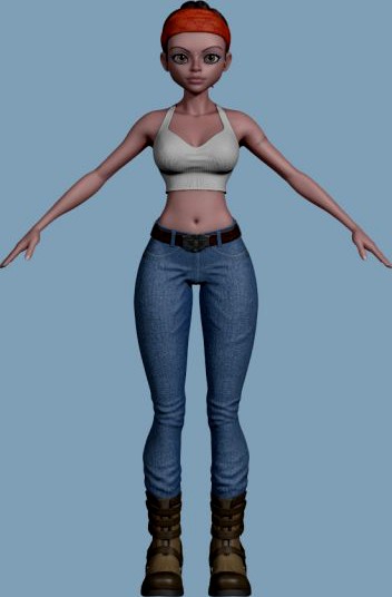 Stylized Female Clothed 3D Model