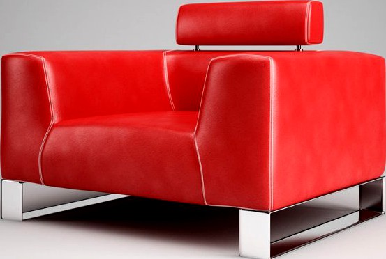 CGAxis Red Leather Armchair 02 3D Model