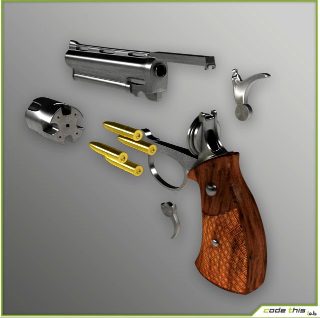 Animated Pistol 3D 3D Model