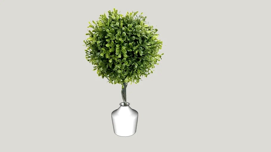 3' Potted Fake Boxwood Topiary Ball