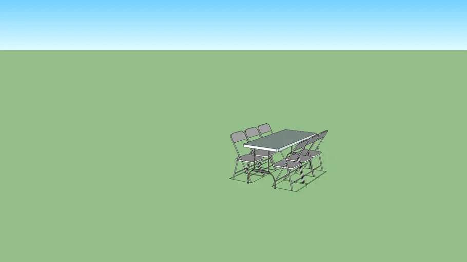 6ft folding table and 6 chairs 3d model