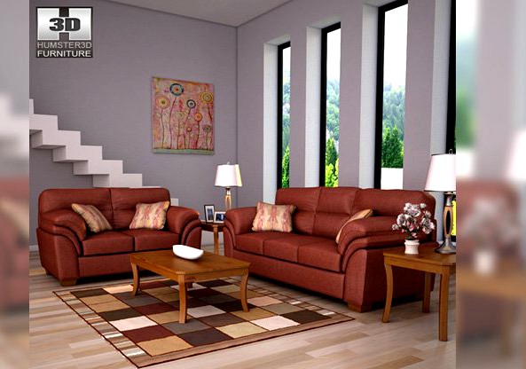 Ashley Hudson  Chianti Sofa  Loveseat Living Roo 3D Model