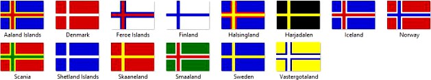 Scandinavian flags textures 3D Model