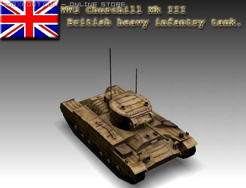 WW2 Churchill Mk III heavy infantry tank 3D Model