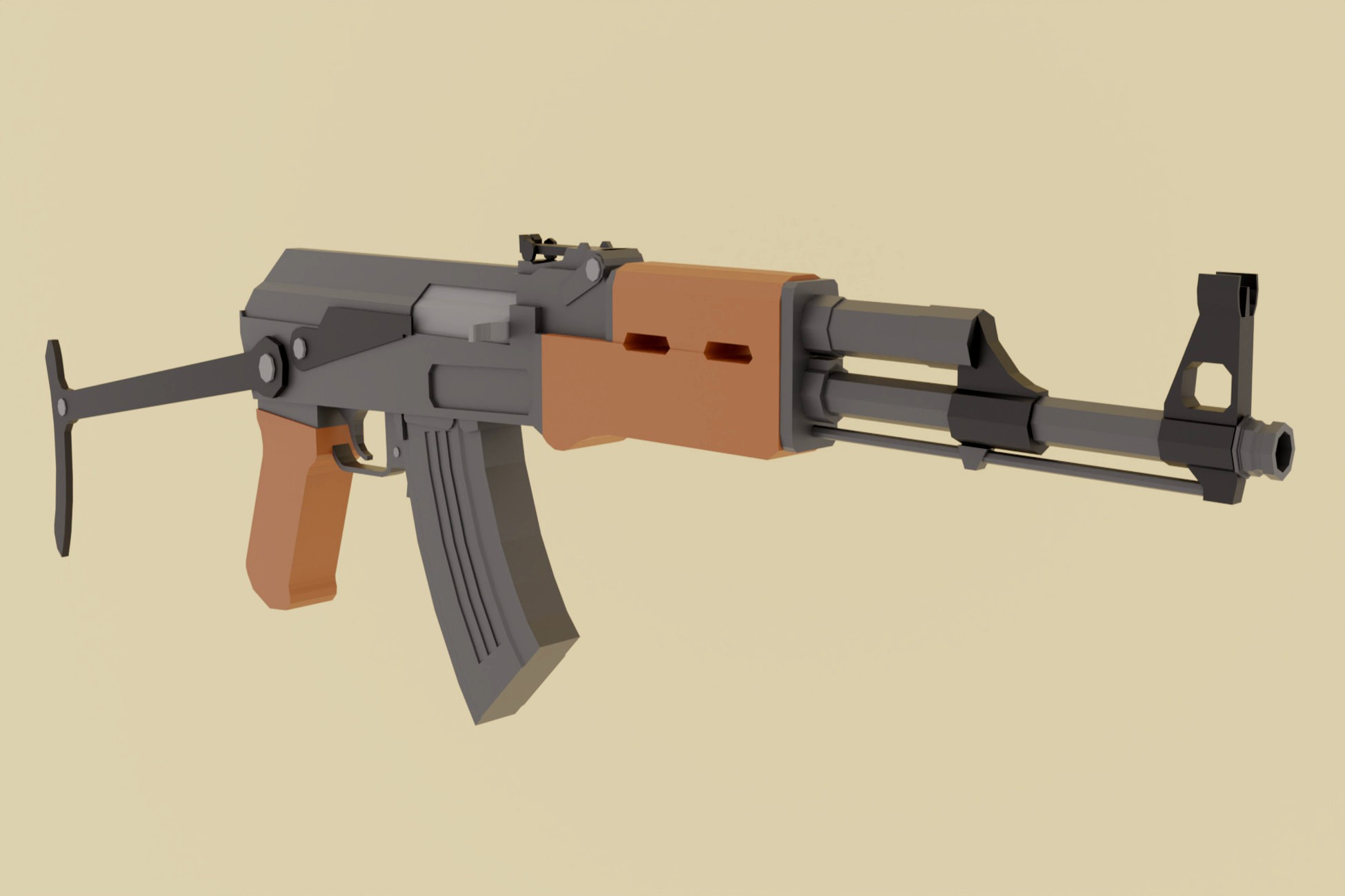 AK-47 Low Poly with Folding Stock