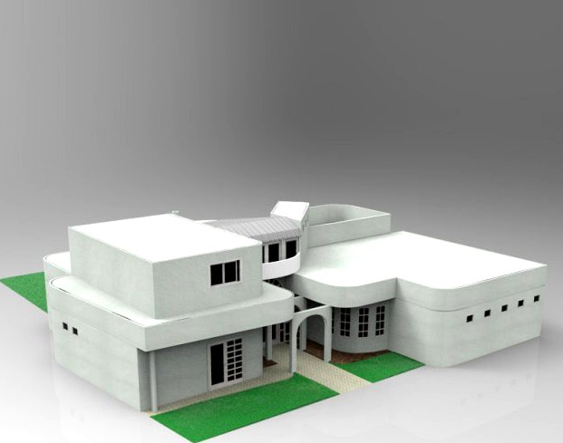 One and a Half Story Home 3D Model