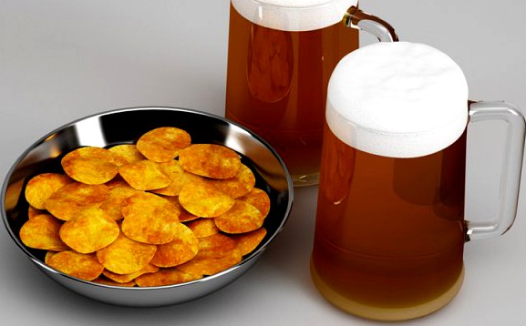 CGAxis Potato Chips  Beer 24 3D Model