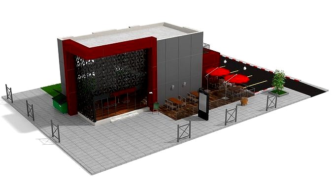 margine restaurant 3d  for beautiful shop