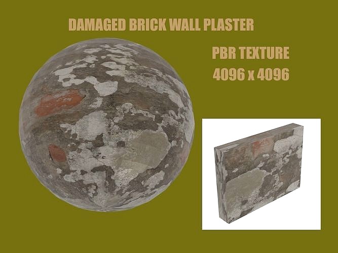 Damaged Brick Wall PBR Texture 4
