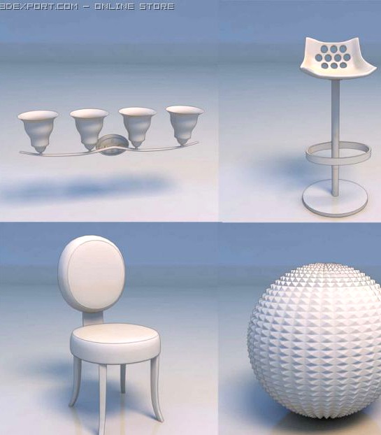 Lights bar stool chair 3D Model