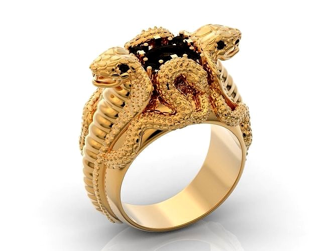 male cobra ring with big stone 233 man ring snakes | 3D