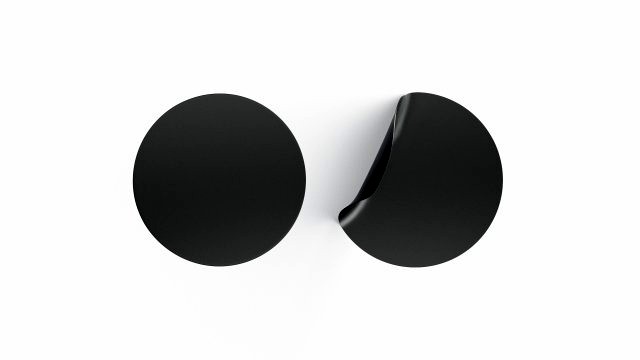 Two Black Round Stickers - smooth and curved sticky labels