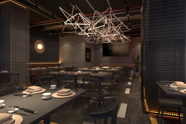 Modern restaurant 3D and rendering