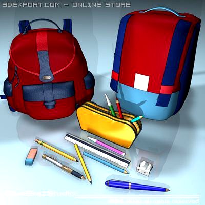 Backpack School tools 3D Model