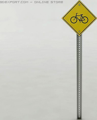 Bicycle Crossing Sign 3D Model