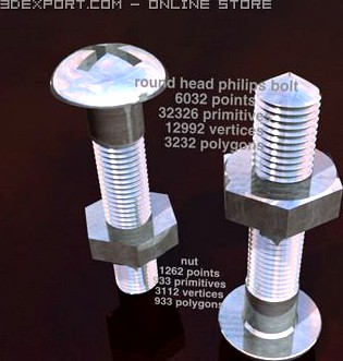 Round head philips bolt 3D Model