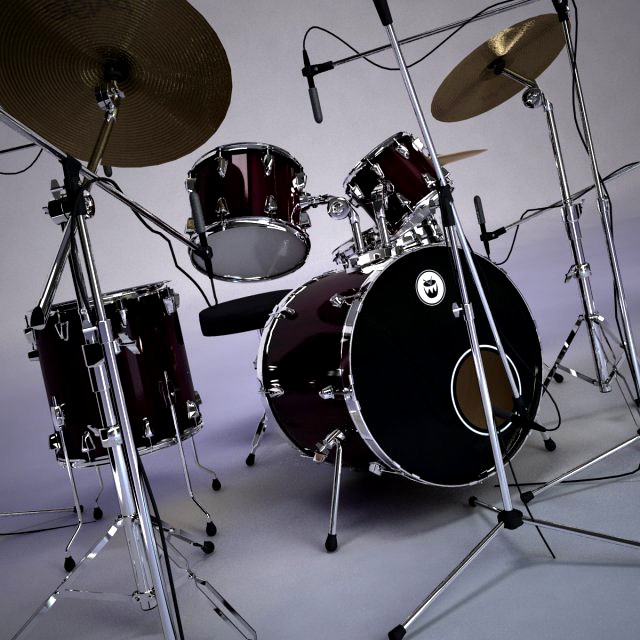 Acoustic Drum Sets 3D Model