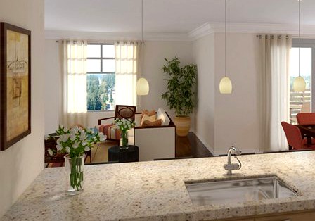 Photorealistic Kitchen Living  Dining Room 085 3D Model