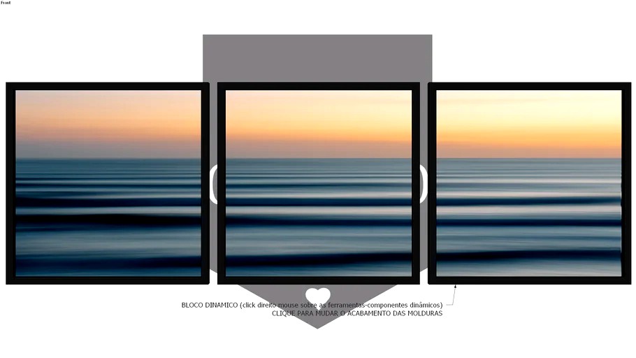 CONJUNTO COM 03 QUADROS DECORATIVOS OCEANO