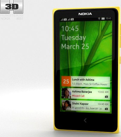 Nokia X Yellow 3D Model