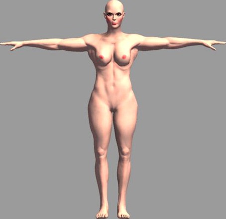 Nude Muscular Female 3D Model