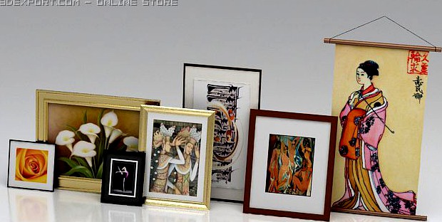 3d model of frame and artwork wall accessories 3D Model