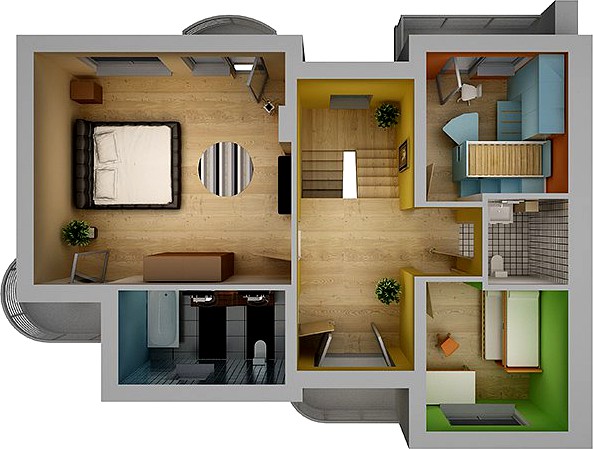 Home Interior Floor Plan 02 3D Model