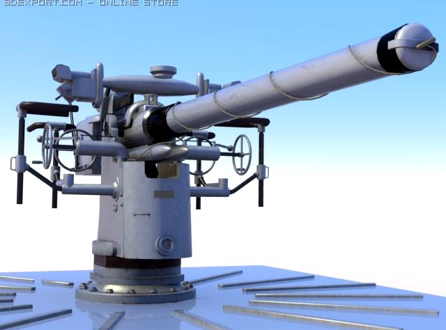 88mm deck gun 3D Model