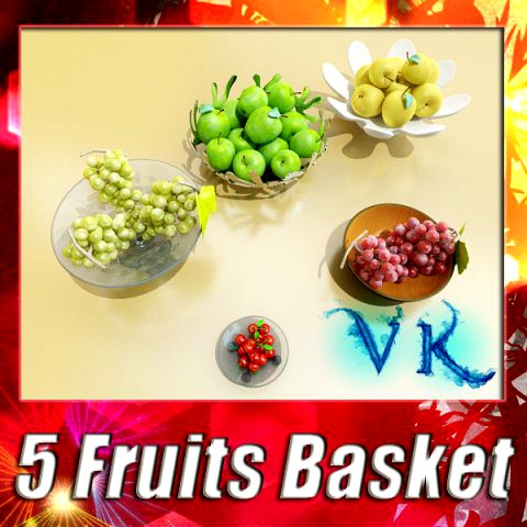 Fruit in Bowls Collection 3D Model