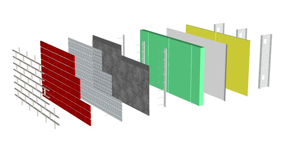 06 Brick It CIS Exterior Wall, Exploded View 3d model