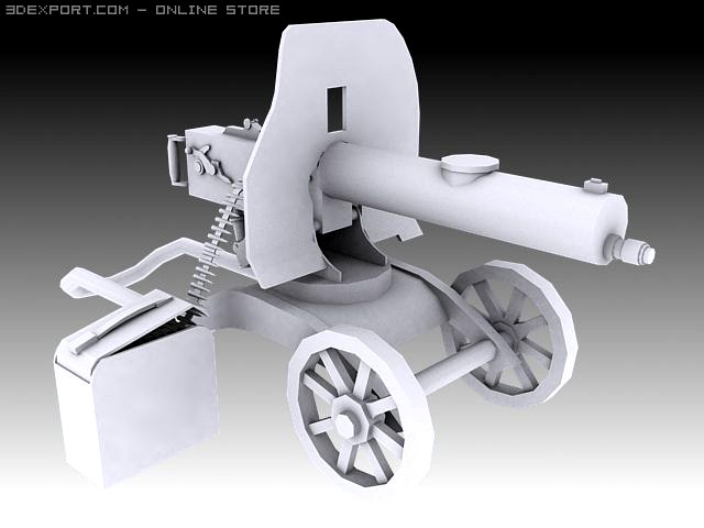 1910 Maxim Machine Gun 3D Model