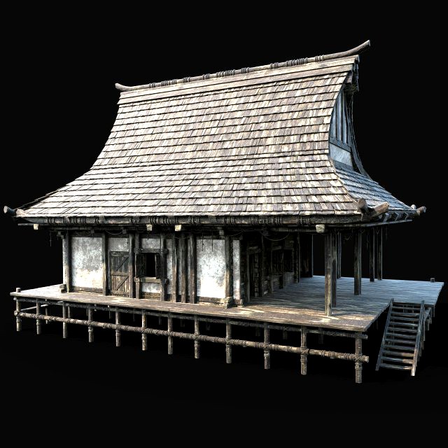 JAPAN CHINESE FEUDAL HOUSE DOJO ASIAN HUT CABIN VILLAGE SAMURAI