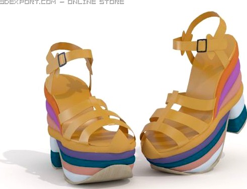 Download free Platform Heeled Sandals 3D Model