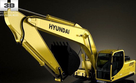 Hyundai R220LC9S Excavator 2013 3D Model