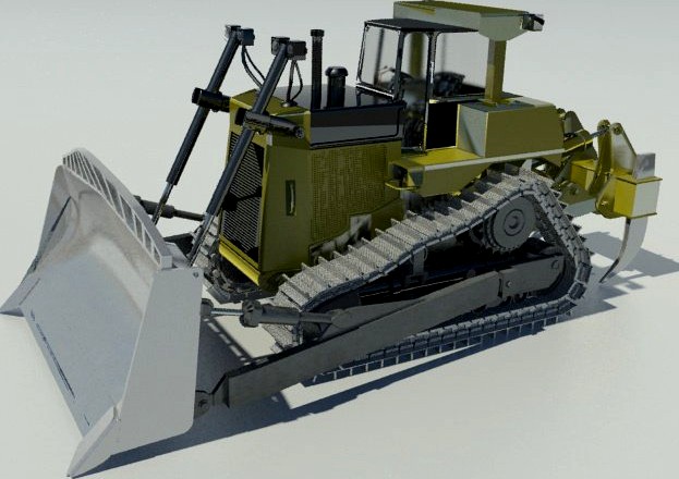 Heavy clear bulldozer 3D Model