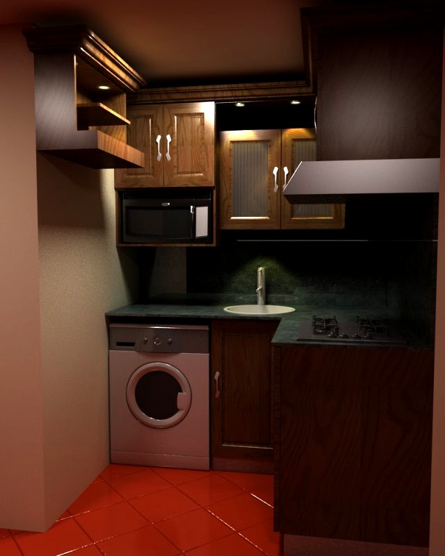 Natural Wood Kitchen 3D Model