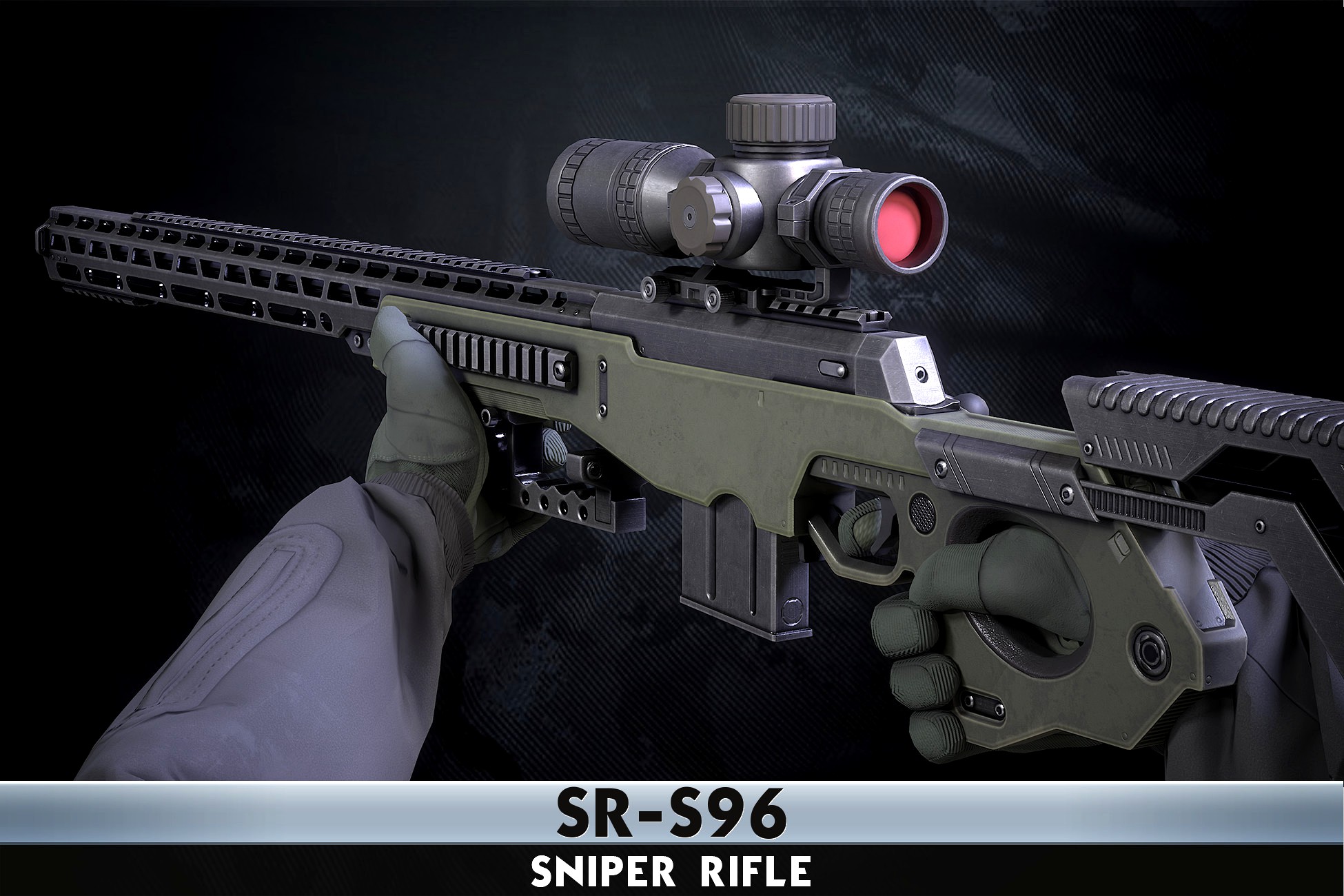 SR S96 Sniper Rifle With Hands