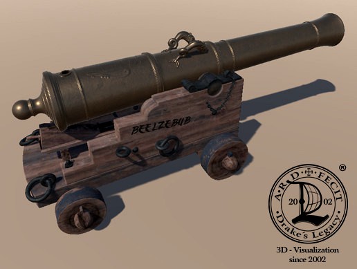 British Naval Cannon, 24-Pounder, 10ft, 46cwt, cast 1723, PBR, UHQ-Series