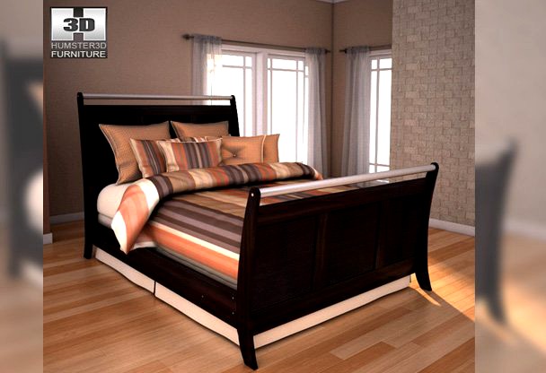 Ashley  Pinella Queen Sleigh Bed 3D Model