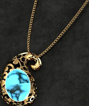 Paisley turquoise pendant 3D Model
