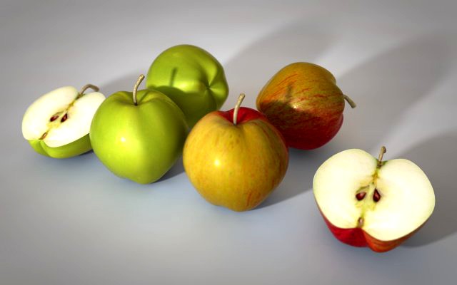 apple green red and sliced