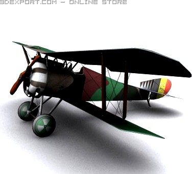 Hanriot HD1 WW1 Biplane fighter 3D Model