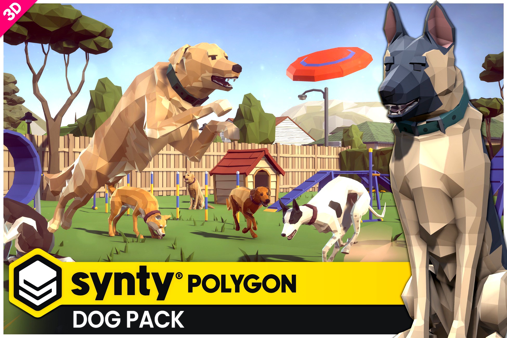 Dog Pack Synty POLYGON 3D Game Assets model