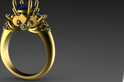 3 Stone Engagement Ring 3D Model