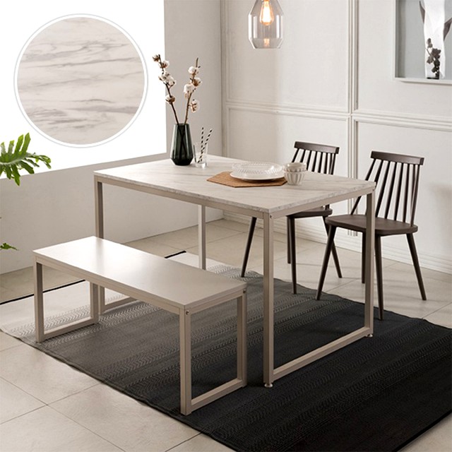 White marble dining table set