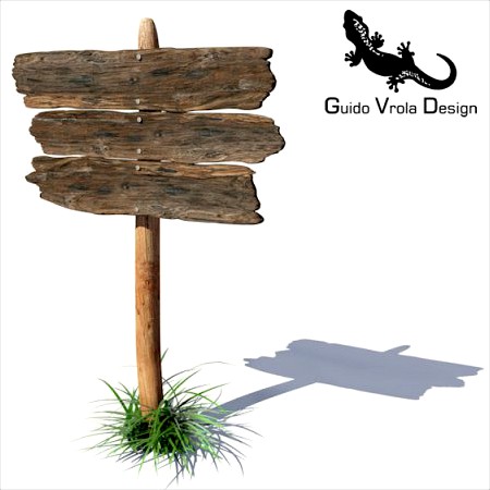 Rustic Wooden Signpost 3D Model